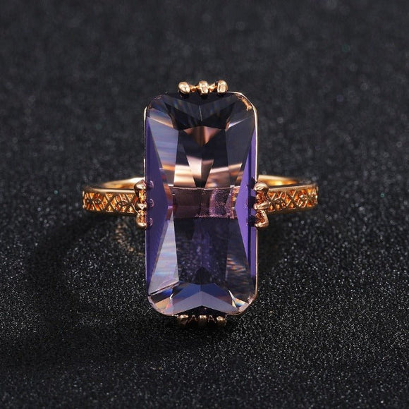 Luxury Purple Amethyst Ring for Women Bridal Wedding Jewelry - Genuine - Gemstone