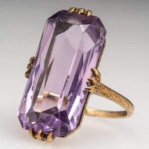 Luxury Purple Amethyst Ring for Women Bridal Wedding Jewelry - Genuine - Gemstone