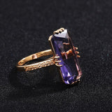 Luxury Purple Amethyst Ring for Women Bridal Wedding Jewelry - Genuine - Gemstone