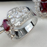 Luxury Red Ruby Crown Ring Woman Engagement Fine Jewelry - Genuine - Gemstone