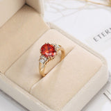 Luxury Red Ruby Engagement Ring For Women Wedding Jewelry - Genuine - Gemstone