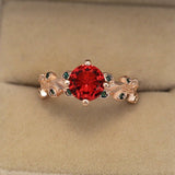 Luxury Red Ruby Flower Engagement Ring For Women Anniversary Gift For Wife - Genuine - Gemstone