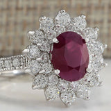 Luxury Red Ruby Gemstone Ring Women Silver Anniverssary Jewelry - Genuine - Gemstone