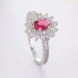 Luxury Red Ruby Gemstone Ring Women Silver Anniverssary Jewelry - Genuine - Gemstone