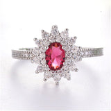 Luxury Red Ruby Gemstone Ring Women Silver Anniverssary Jewelry - Genuine - Gemstone