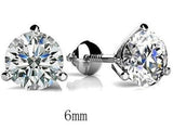 Luxury Round Lab Diamond Stud Earrings Real 925 Sterling Silver Women Jewelry - Genuine - Gemstone