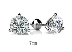 Luxury Round Lab Diamond Stud Earrings Real 925 Sterling Silver Women Jewelry - Genuine - Gemstone