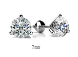 Luxury Round Lab Diamond Stud Earrings Real 925 Sterling Silver Women Jewelry - Genuine - Gemstone