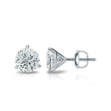 Luxury Round Lab Diamond Stud Earrings Real 925 Sterling Silver Women Jewelry - Genuine - Gemstone