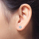 Luxury Round Lab Diamond Stud Earrings Real 925 Sterling Silver Women Jewelry - Genuine - Gemstone