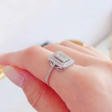 Luxury Sapphire Square Wedding Rings for Women Engagement Jewelry - Genuine - Gemstone