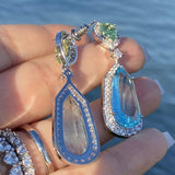 Luxury Sky Blue Aquamarine Drop Earrings for Women Bridal Party Jewelry - Genuine - Gemstone