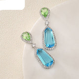 Luxury Sky Blue Aquamarine Drop Earrings for Women Bridal Party Jewelry - Genuine - Gemstone