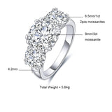 Luxury Three 5ct Ring Moissanite Engagement 18K Gold Jewelry - Genuine - Gemstone