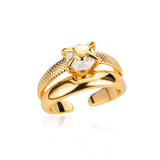 Luxury Wedding Heart Ring for Women Gold Engagement Jewelry - Gemstone Gold