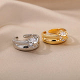 Luxury Wedding Heart Ring for Women Gold Engagement Jewelry - Gemstone Gold