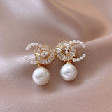 Luxury White Pearl Earrings for Women Wedding Jewelry Gift - Genuine - Gemstone