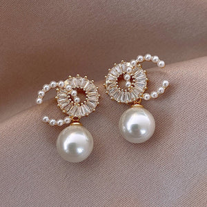 Luxury White Pearl Earrings for Women Wedding Jewelry Gift - Genuine - Gemstone