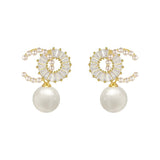 Luxury White Pearl Earrings for Women Wedding Jewelry Gift - Genuine - Gemstone