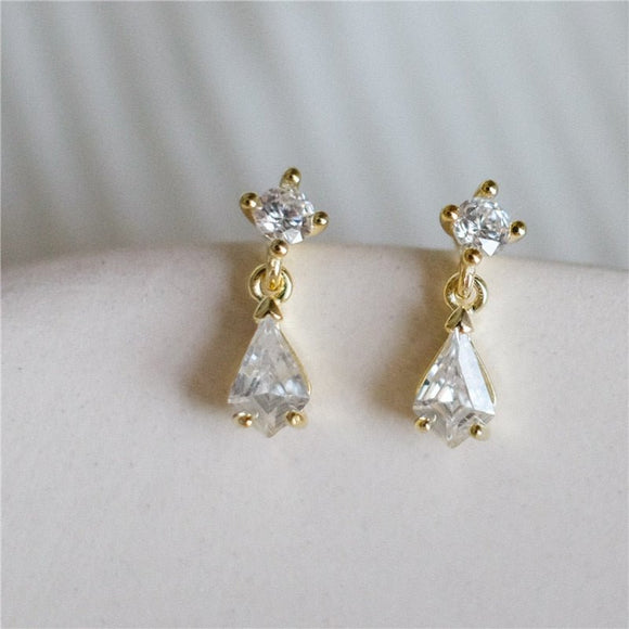 Luxury White Zircone Earrings Women S925 Sterling Silver 14k Gold Jewelry - Genuine - Gemstone