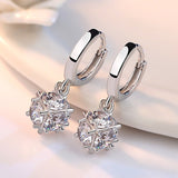 Luxury Zircon Stud Earring 925 Silver Women Wedding Jewelry - Genuine - Gemstone