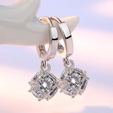 Luxury Zircon Stud Earring 925 Silver Women Wedding Jewelry - Genuine - Gemstone