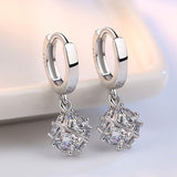 Luxury Zircon Stud Earring 925 Silver Women Wedding Jewelry - Genuine - Gemstone