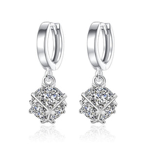 Luxury Zircon Stud Earring 925 Silver Women Wedding Jewelry - Genuine - Gemstone