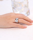 Luxury Zircon Women's Finger Ring Polished Wedding Jewelry for Party - Gemstone Gold