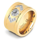Luxury Zircon Women's Finger Ring Polished Wedding Jewelry for Party - Gemstone Gold