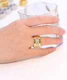 Luxury Zircon Women's Finger Ring Polished Wedding Jewelry for Party - Gemstone Gold