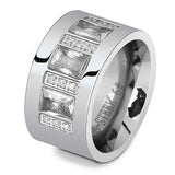 Luxury Zircon Women's Finger Ring Polished Wedding Jewelry for Party - Gemstone Gold