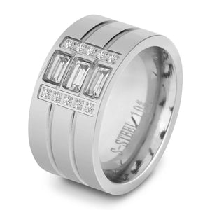 Luxury Zircon Women's Finger Ring Polished Wedding Jewelry for Party - Gemstone Gold