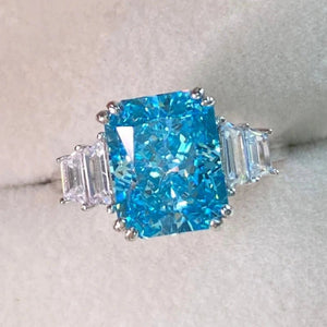 Moissanite Aquamarine Engagement Ring for Women Bridal Wedding Jewelry - Genuine - Gemstone