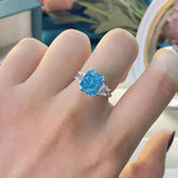 Moissanite Aquamarine Engagement Ring for Women Bridal Wedding Jewelry - Genuine - Gemstone