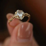 Moonstone Cats Eyes Ring Gold For Women Wedding Trendy Jewelry - Gemstone Gold