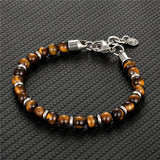 Natural 6mm Tiger Eye Beads Strand Bracelet Men Women Chain Colorful Jewelry - Gemstone Gold