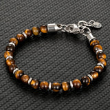 Natural 6mm Tiger Eye Beads Strand Bracelet Men Women Chain Colorful Jewelry - Gemstone Gold