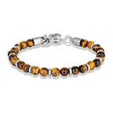 Natural 6mm Tiger Eye Beads Strand Bracelet Men Women Chain Colorful Jewelry - Gemstone Gold