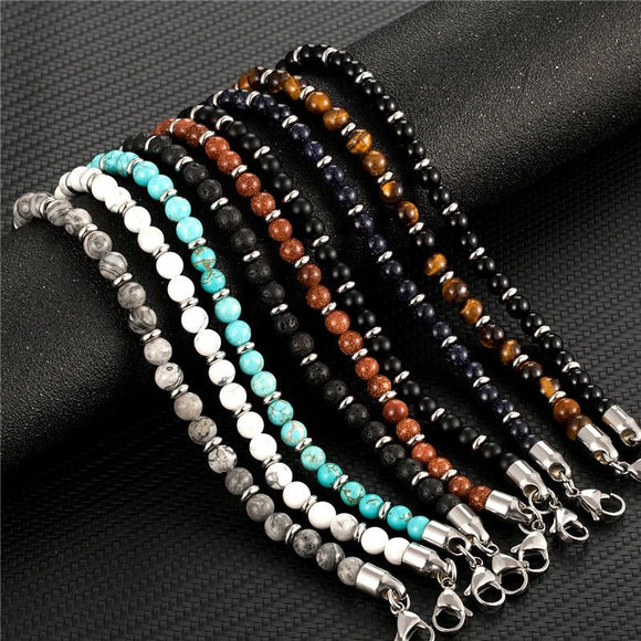 Natural 6mm Tiger Eye Beads Strand Bracelet Men Women Chain Colorful Jewelry - Gemstone Gold