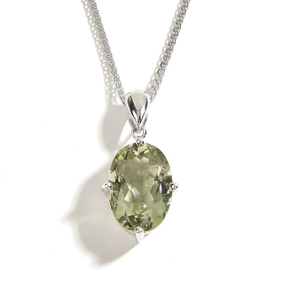 Natural Amethyst Gemstone Pendant Necklace Green Women Silver Fine Jewelry - Gemstone Gold