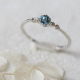 Natural Blue Aquamarine Ring Silver Women Wedding Jewelry - Genuine - Gemstone