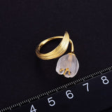 Natural Crystal Handmade 925 Sterling Silver Fine Jewelry Lily of the Valley Flower Rings For Women - Genuine - Gemstone