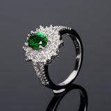 Natural Emerald Gemstone Ring 925 Silver Women's Wedding Jewelry - Genuine - Gemstone