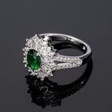 Natural Emerald Gemstone Ring 925 Silver Women's Wedding Jewelry - Genuine - Gemstone