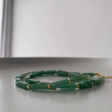 Natural Green Beads Necklace Women Anniverssary Jewelry - Genuine - Gemstone