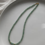 Natural Green Beads Necklace Women Anniverssary Jewelry - Genuine - Gemstone