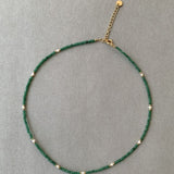 Natural Green Beads Necklace Women Anniverssary Jewelry - Genuine - Gemstone