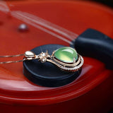 Natural Green Jade Water Drop Pendant 925 Silver Necklace Chalcedony Amulet - Genuine - Gemstone