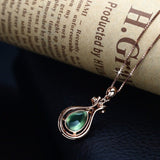 Natural Green Jade Water Drop Pendant 925 Silver Necklace Chalcedony Amulet - Genuine - Gemstone